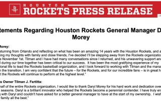 雷速官网-火箭主帅莫雷突然宣布辞职，球队寻找新帅接手